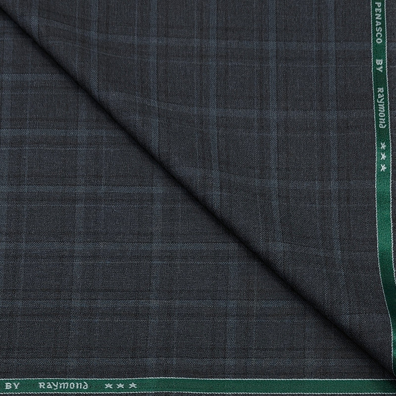 Trouser Fabric Raymond Poly Viscose Broad Check Colour Grey