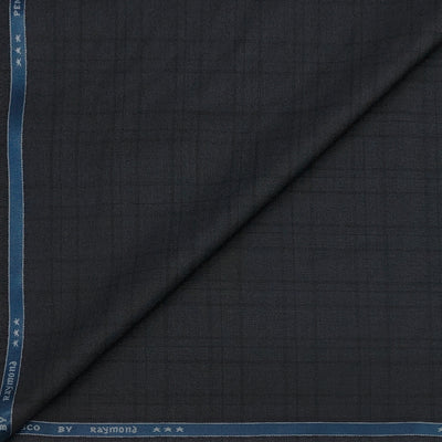 Trouser Fabric Raymond Poly Viscose Broad Check Colour Blackish Grey