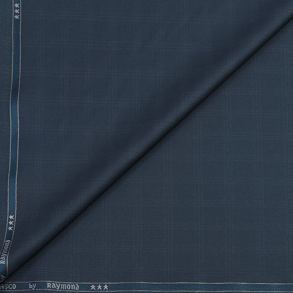 Trouser Fabric Raymond Poly Viscose Check Colour Iron Blue