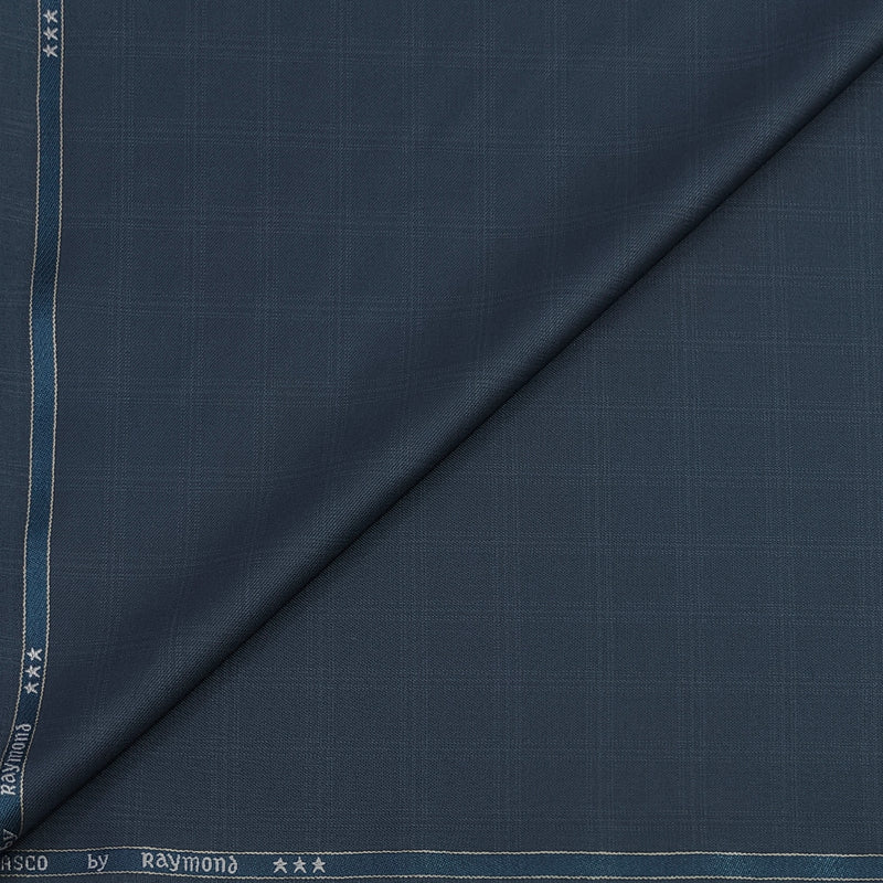 Trouser Fabric Raymond Poly Viscose Check Colour Iron Blue