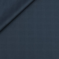 Trouser Fabric Raymond Poly Viscose Check Colour Iron Blue
