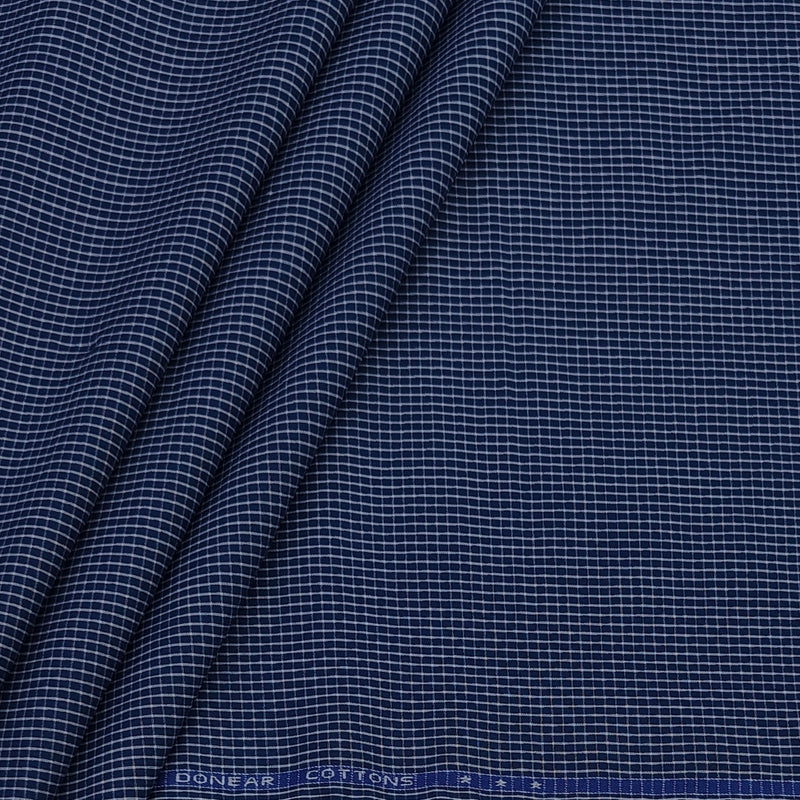 Shirt Fabric Donear Premium Giza Cotton Pin Check Colour Space Blue