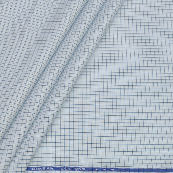 Shirt Fabric Donear Premium Giza Cotton Small Check Colour Blue N White