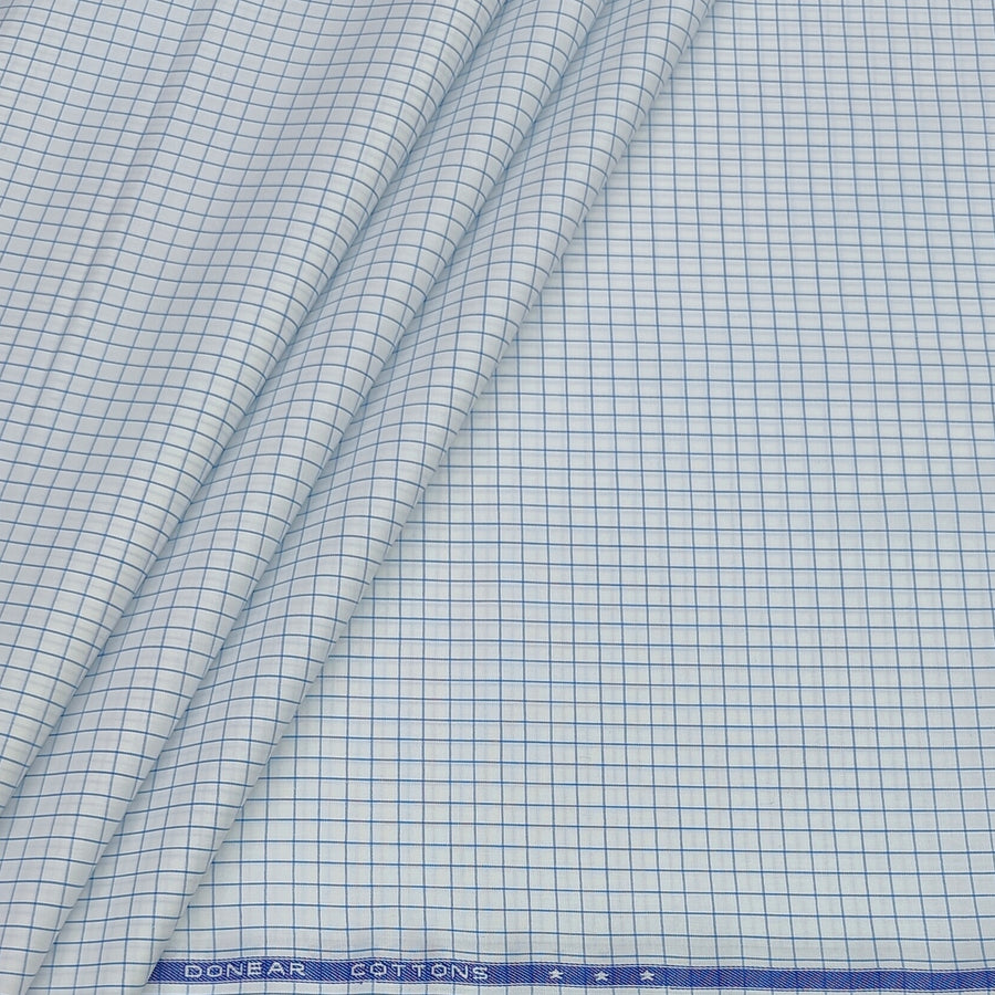 Shirt Fabric Donear Premium Giza Cotton Small Check Colour Blue N White