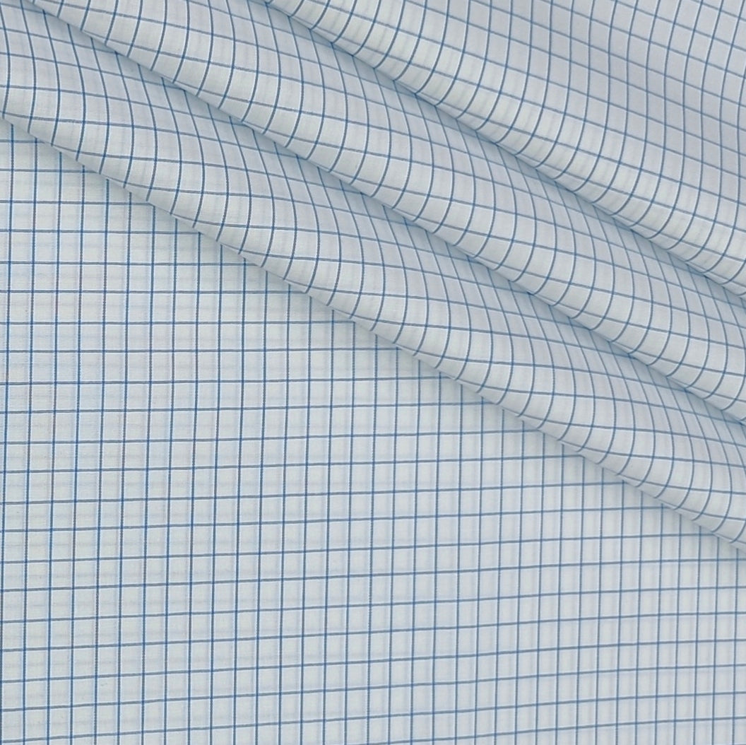 Shirt Fabric Donear Premium Giza Cotton Small Check Colour Blue N White
