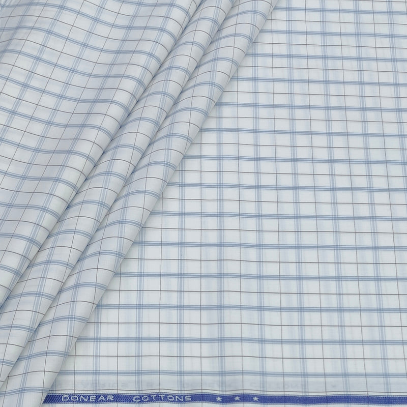 Shirt Fabric Donear Premium Giza Cotton Check Colour Grey N White