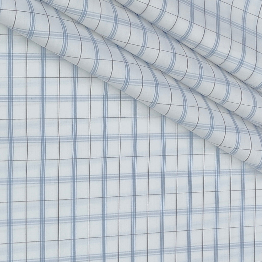 Shirt Fabric Donear Premium Giza Cotton Check Colour Grey N White