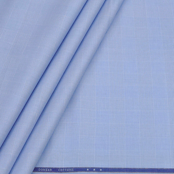 Shirt Fabric Donear Premium Giza Cotton Mild Check Colour Sky Blue