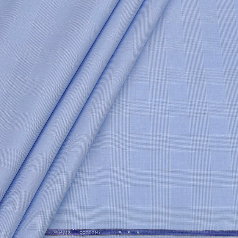 Shirt Fabric Donear Premium Giza Cotton Mild Check Colour Sky Blue