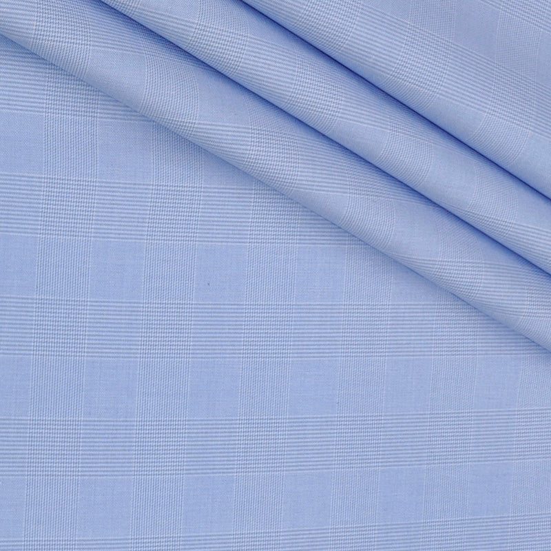 Shirt Fabric Donear Premium Giza Cotton Mild Check Colour Sky Blue