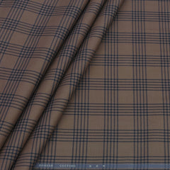 Shirt Fabric Donear Premium Giza Cotton Mild Check Colour Peanut Brown