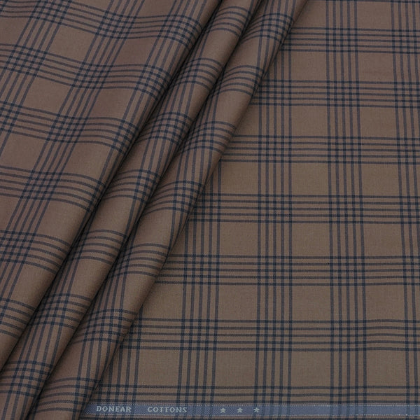 Shirt Fabric Donear Premium Giza Cotton Mild Check Colour Peanut Brown
