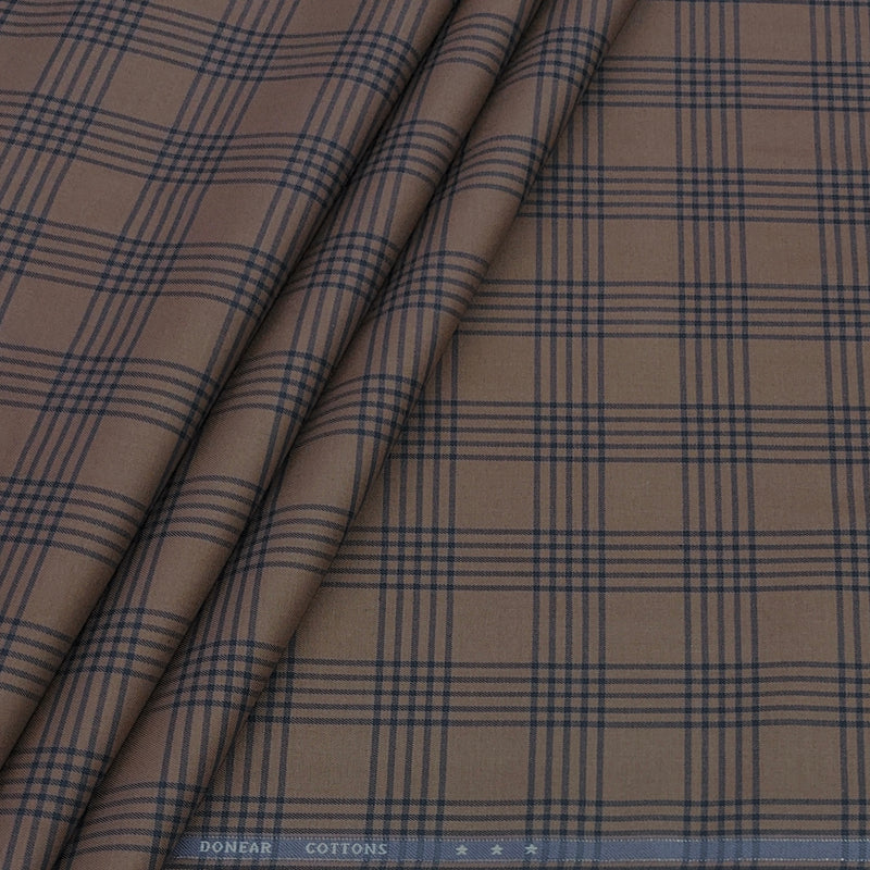 Shirt Fabric Donear Premium Giza Cotton Mild Check Colour Peanut Brown