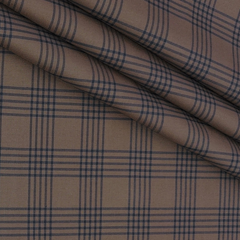 Shirt Fabric Donear Premium Giza Cotton Mild Check Colour Peanut Brown
