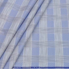 Shirt Fabric Donear Premium Giza Cotton Check With Jacquard Colour Blue N Off White