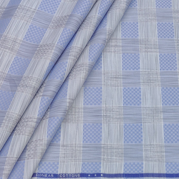 Shirt Fabric Donear Premium Giza Cotton Check With Jacquard Colour Blue N Off White