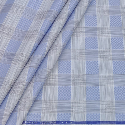 Shirt Fabric Donear Premium Giza Cotton Check With Jacquard Colour Blue N Off White