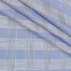 Shirt Fabric Donear Premium Giza Cotton Check With Jacquard Colour Blue N Off White