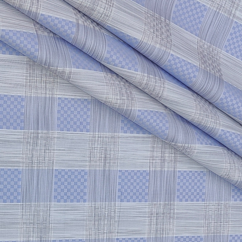 Shirt Fabric Donear Premium Giza Cotton Check With Jacquard Colour Blue N Off White