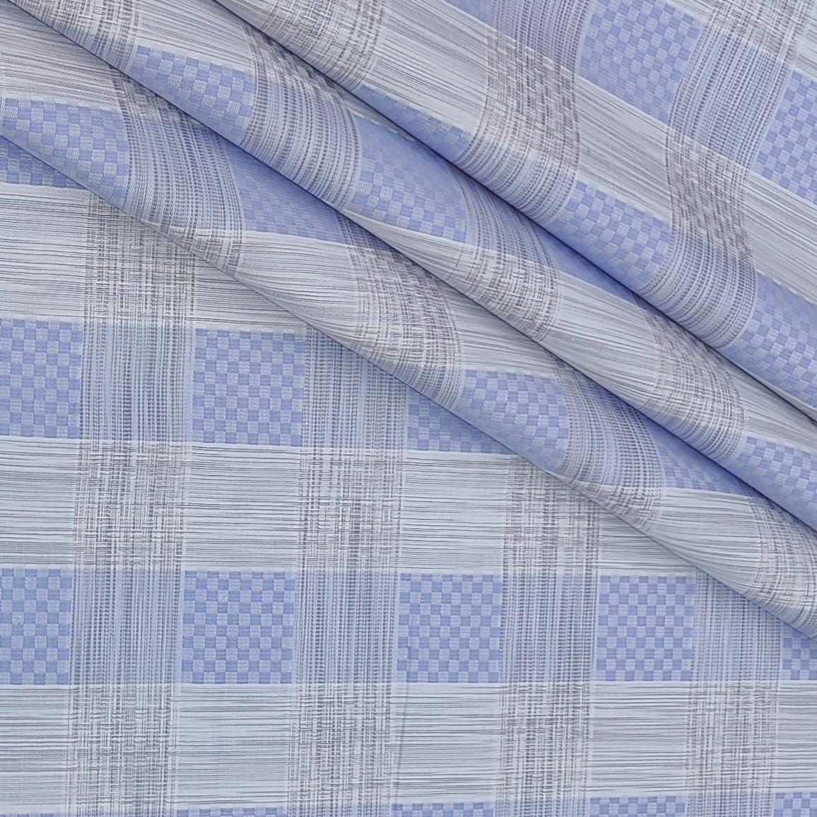 Shirt Fabric Donear Premium Giza Cotton Check With Jacquard Colour Blue N Off White
