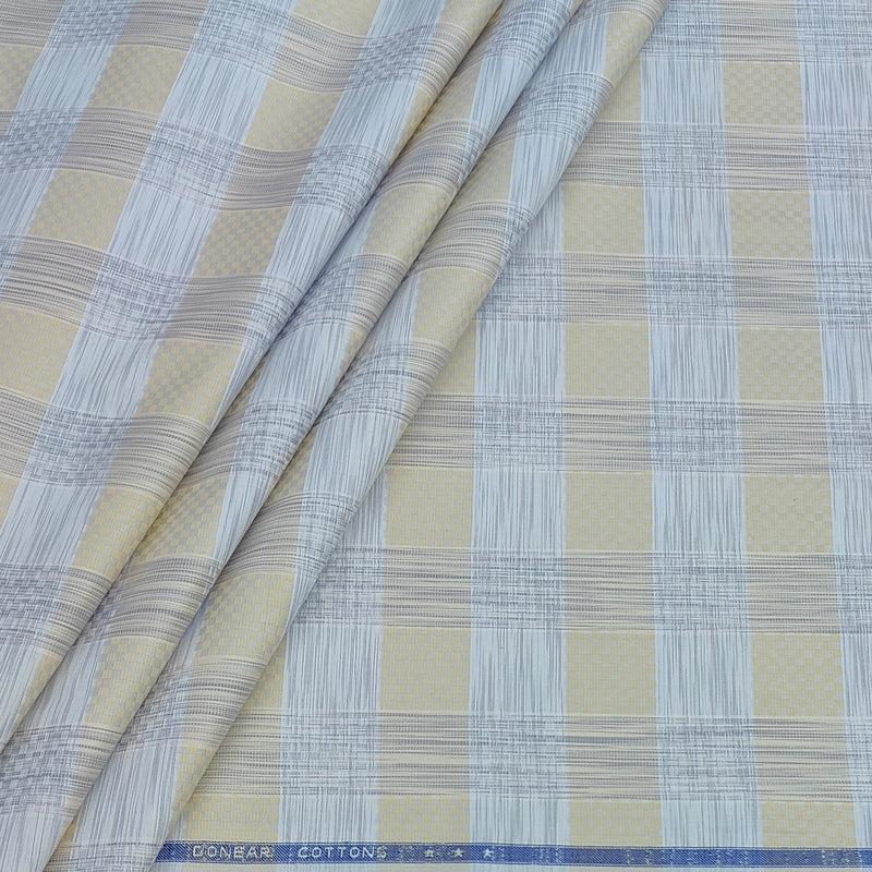 Shirt Fabric Donear Premium Giza Cotton Check With Jacquard Colour Beige