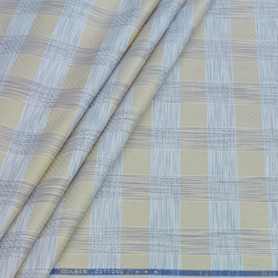 Shirt Fabric Donear Premium Giza Cotton Check With Jacquard Colour Beige