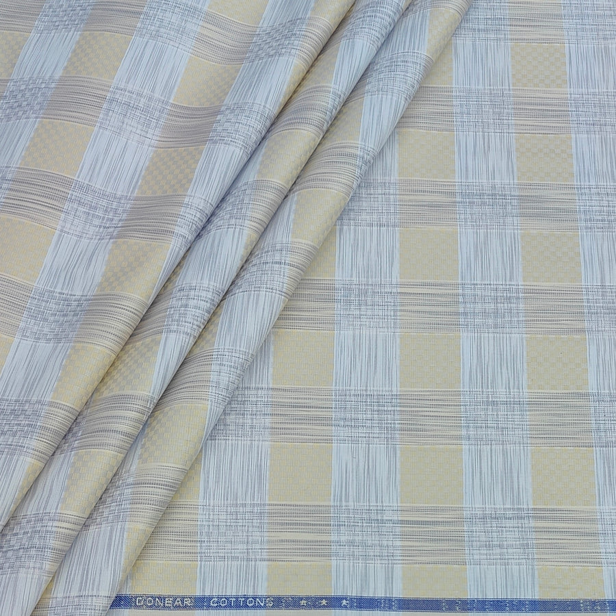 Shirt Fabric Donear Premium Giza Cotton Check With Jacquard Colour Beige