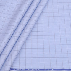 Shirt Fabric Donear Premium Giza Cotton Check Colour Sky Blue