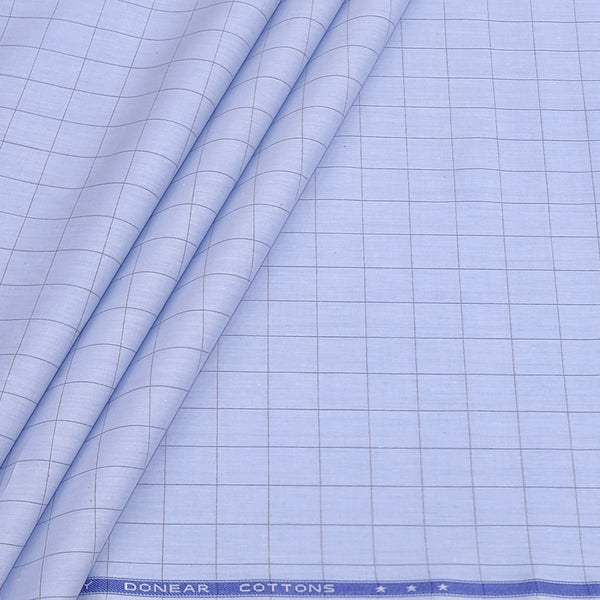 Shirt Fabric Donear Premium Giza Cotton Check Colour Sky Blue