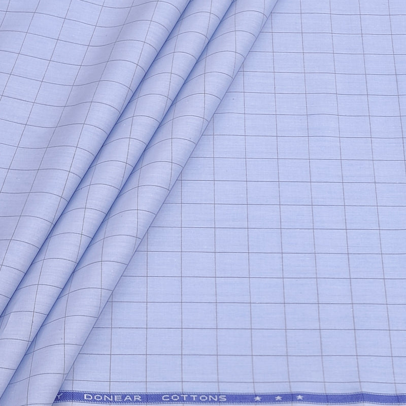 Shirt Fabric Donear Premium Giza Cotton Check Colour Sky Blue