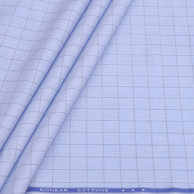 Shirt Fabric Donear Premium Giza Cotton Check Colour Sky Blue