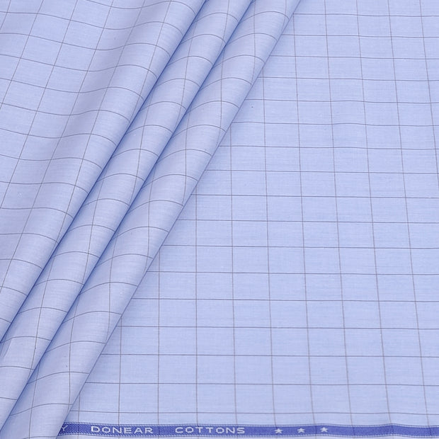 Shirt Fabric Donear Premium Giza Cotton Check Colour Sky Blue