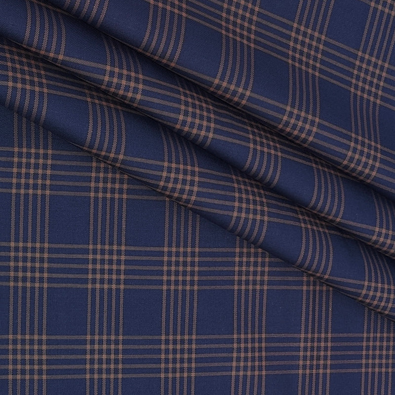Shirt Fabric Donear Premium Giza Cotton Mild Check Colour Night Blue