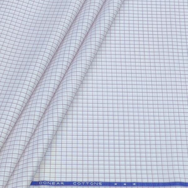 Shirt Fabric Donear Premium Giza Cotton Small Check Colour Purple N White