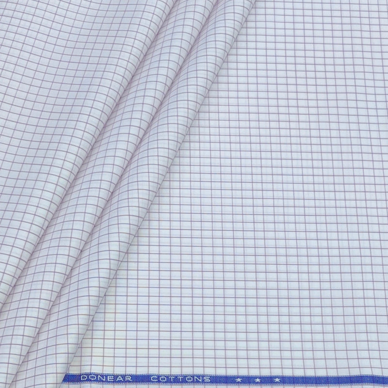 Shirt Fabric Donear Premium Giza Cotton Small Check Colour Purple N White