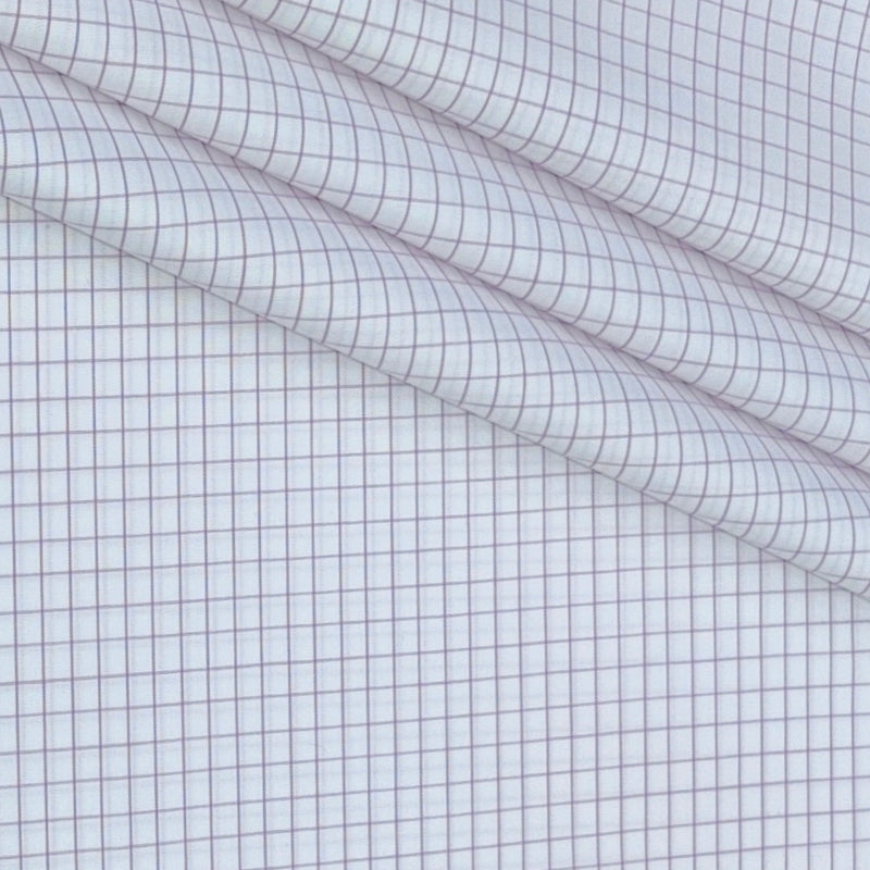 Shirt Fabric Donear Premium Giza Cotton Small Check Colour Purple N White