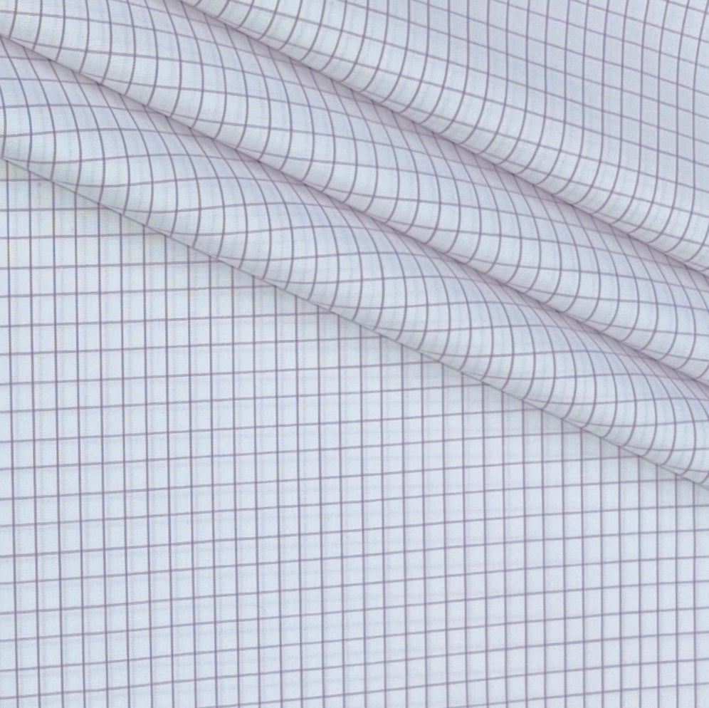 Shirt Fabric Donear Premium Giza Cotton Small Check Colour Purple N White