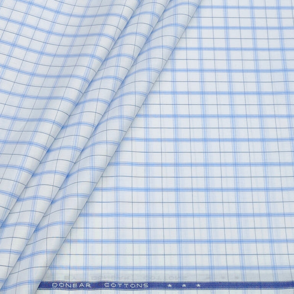 Shirt Fabric Donear Premium Giza Cotton Check Colour Blue N White