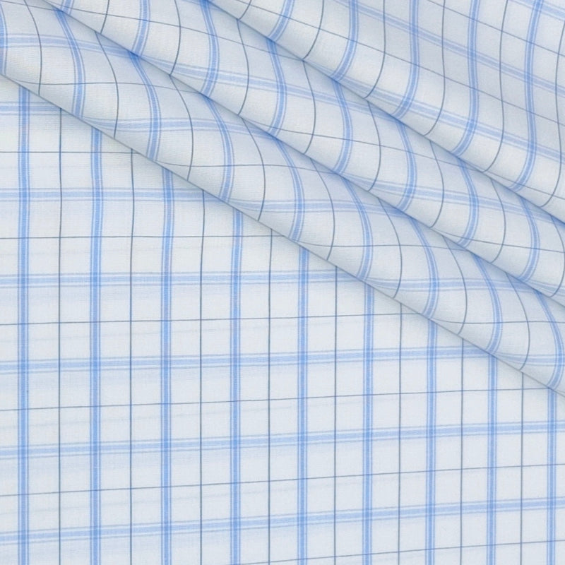 Shirt Fabric Donear Premium Giza Cotton Check Colour Blue N White