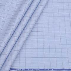 Shirt Fabric Donear Premium Giza Cotton Check Colour Sky Blue
