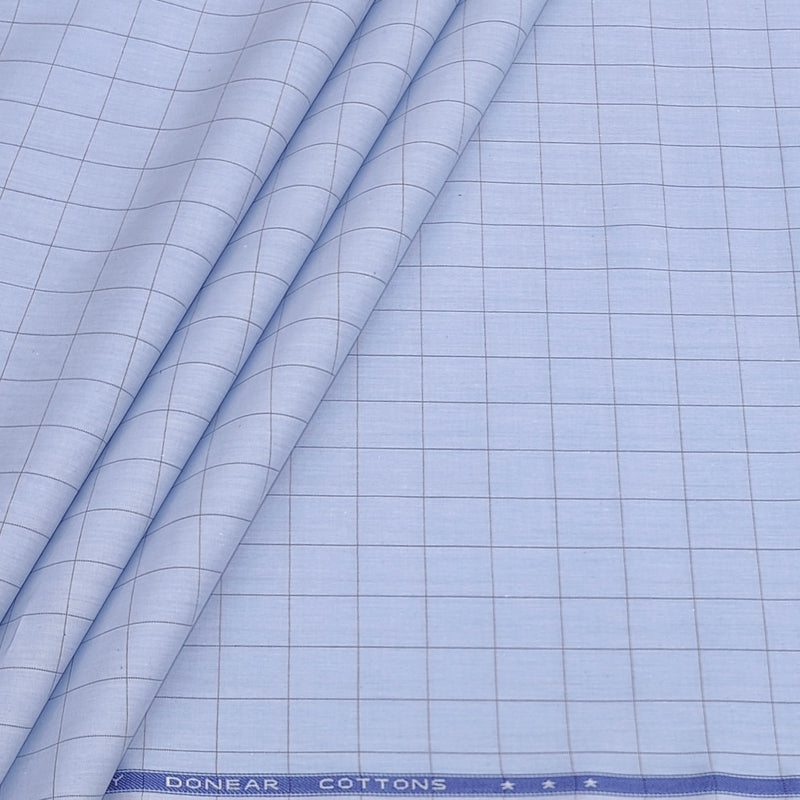 Shirt Fabric Donear Premium Giza Cotton Check Colour Sky Blue