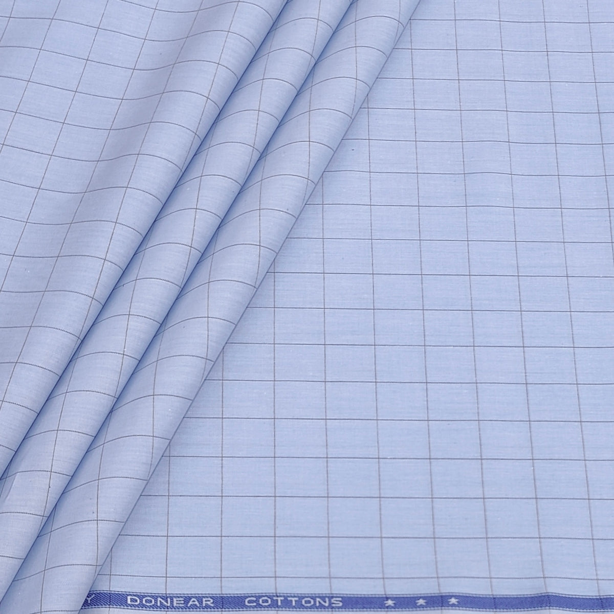 Shirt Fabric Donear Premium Giza Cotton Check Colour Sky Blue