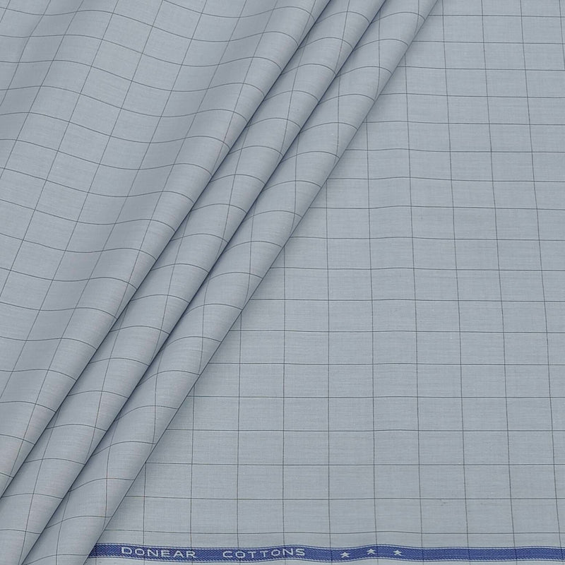 Shirt Fabric Donear Premium Giza Cotton Check Colour Bluish Grey