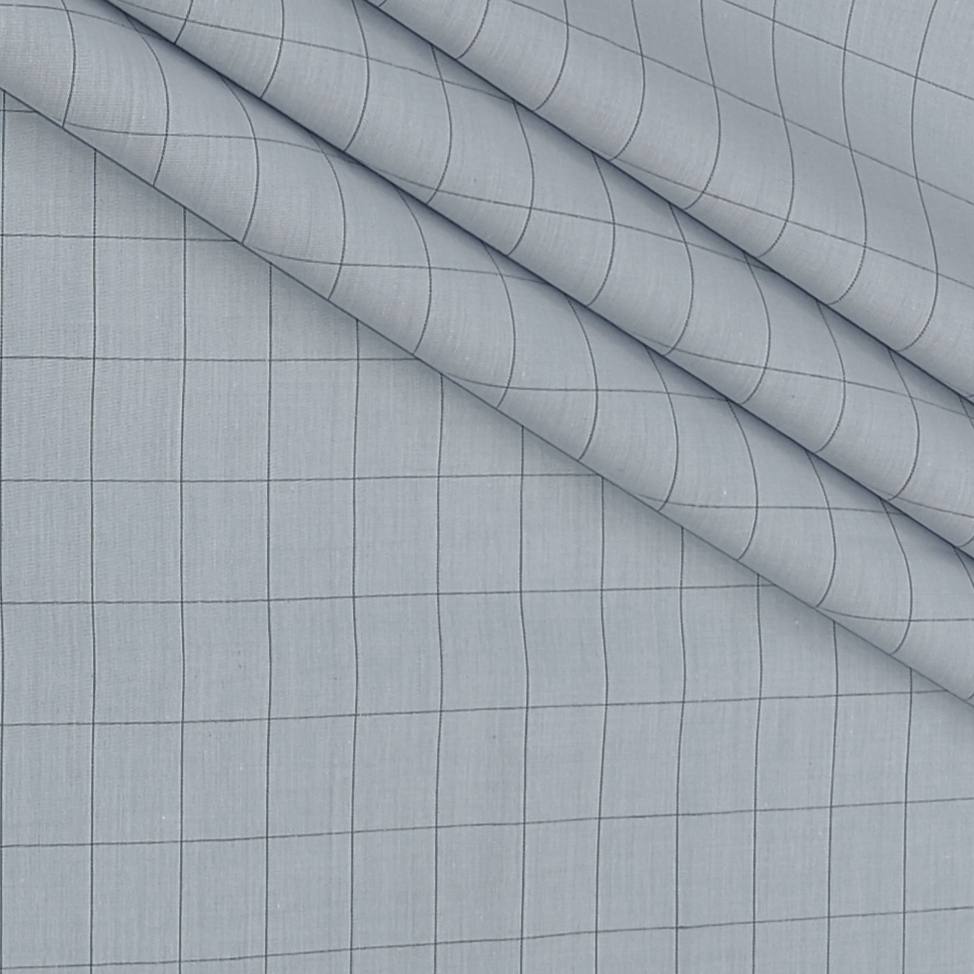 Shirt Fabric Donear Premium Giza Cotton Check Colour Bluish Grey