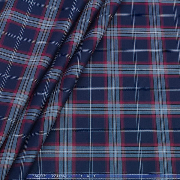 Shirt Fabric Donear Premium Giza Cotton Check Colour Indigo Blue
