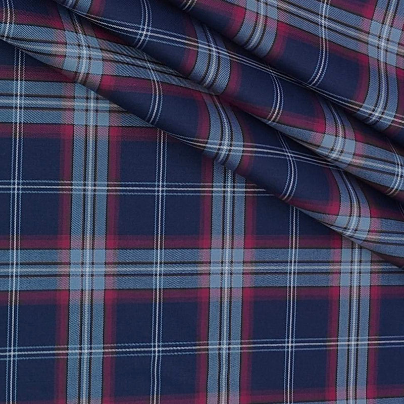 Shirt Fabric Donear Premium Giza Cotton Check Colour Indigo Blue