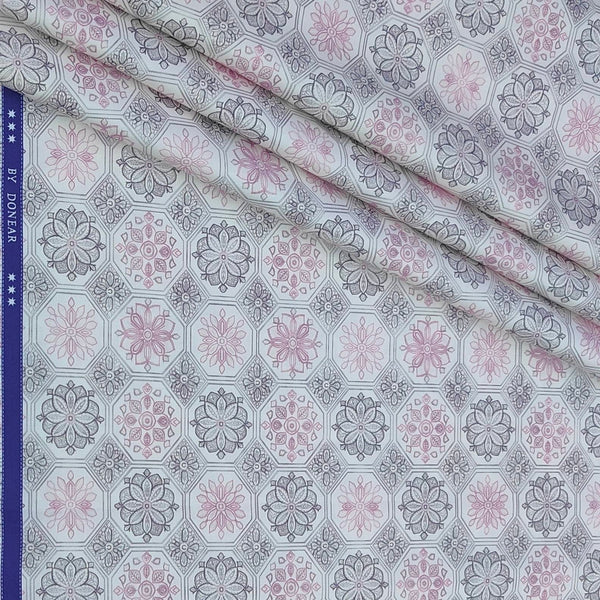 Shirt Fabric Donear Premium Giza Cotton with LA Finish Digital Print Colour Light Pink