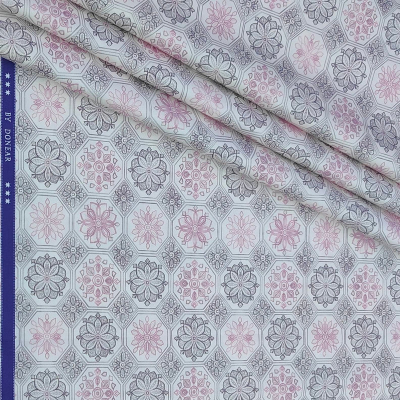 Shirt Fabric Donear Premium Giza Cotton with LA Finish Digital Print Colour Light Pink