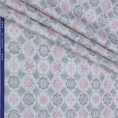 Shirt Fabric Donear Premium Giza Cotton with LA Finish Digital Print Colour Light Pink