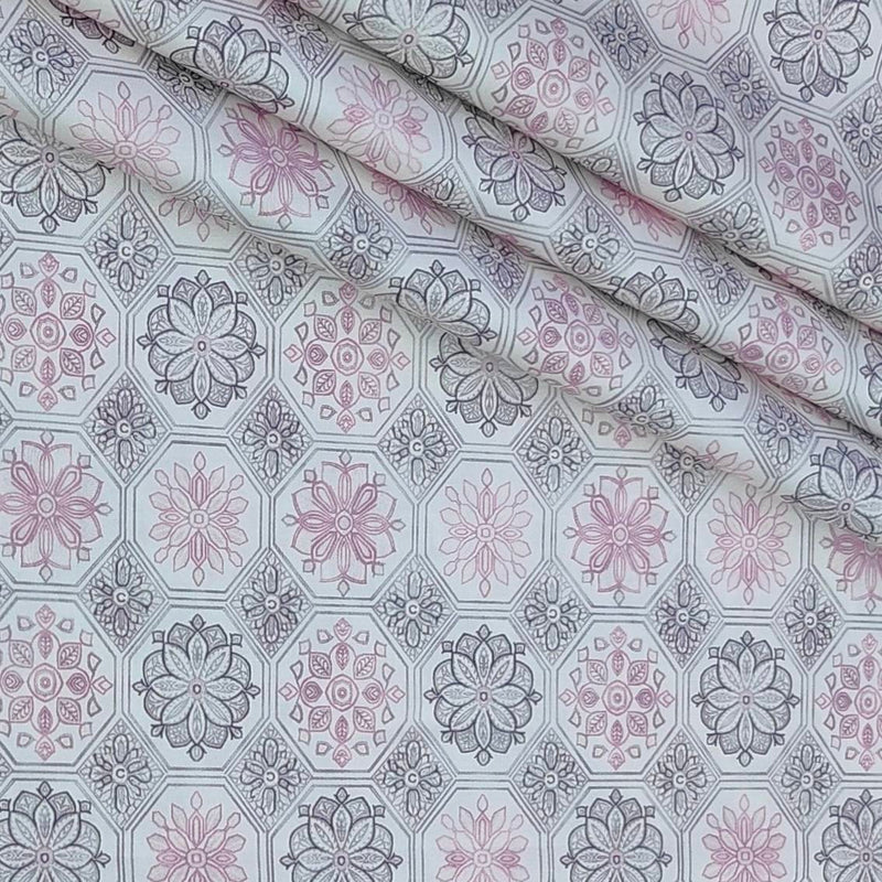 Shirt Fabric Donear Premium Giza Cotton with LA Finish Digital Print Colour Light Pink